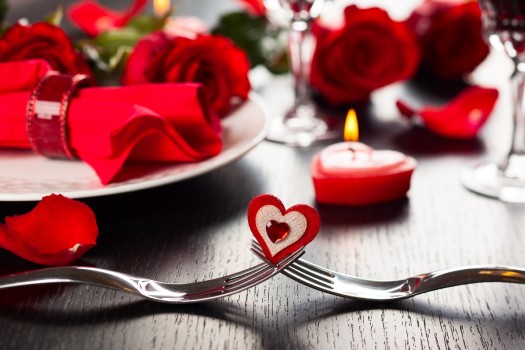 Festive place setting for Valentine's day