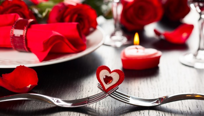 Festive place setting for Valentine's day